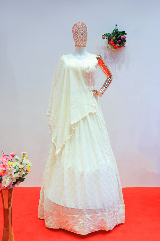 Chic White Floral Ensemble Gown