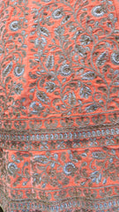 Peach Velvet Lehenga With Silver Work