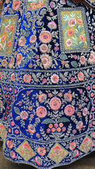 Royal Blue Velvet Lehenga With Embroidery Work