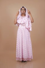 Pink Georgette Gown With Embroidery & Sequence Work