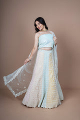 Multi Colour Georgette Embroidery Work Lehenga With Duppata