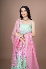Two Shade Silk Lehenga With Hand Work