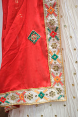 White Silk Crush Lehenga With Embroidery Work