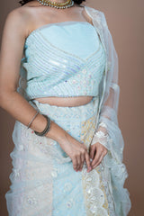 Multi Colour Georgette Embroidery Work Lehenga With Duppata