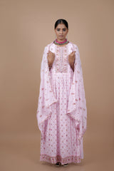 Pink Georgette Gown With Embroidery & Sequence Work