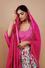Pink Pure Zardosi Crop-top With Hand Work Design Thread Work