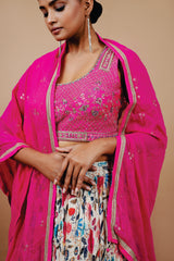 Pink Pure Zardosi Crop-top With Hand Work Design Thread Work