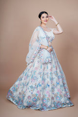 White Net Crop-top With Figure Work