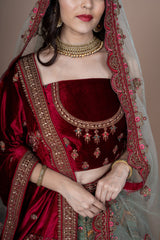 Green Silk Embroidery Bridal Lehenga With Two Duppata