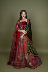Multi Silk Bridal Lehenga With Embroidery Work