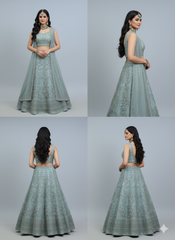 Pearl White Flower Sequence Work Net Lehenga β Elegant Embroidered Wedding & Party Wear Lehenga Choli