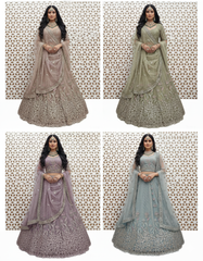 Baby Pink Bird Embroidery Sequence Work Lehenga