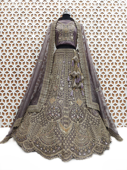 Rose Pink Floral Embroidery Net Lehenga with Matching Tassel β Elegant Wedding & Party Wear Lehenga Cholii