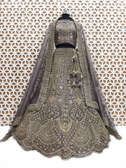 Rose Pink Floral Embroidery Net Lehenga with Matching Tassel – Elegant Wedding & Party Wear Lehenga Cholii