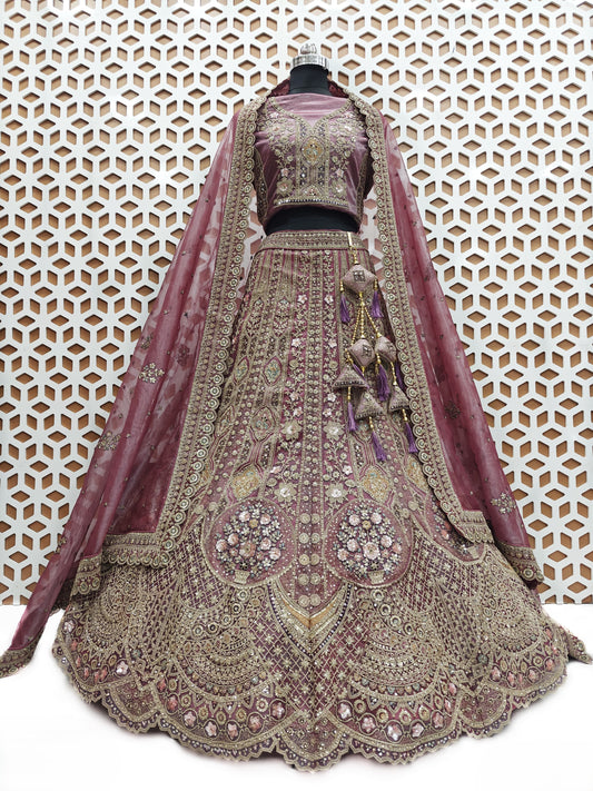Rose Pink Floral Embroidery Net Lehenga with Matching Tassel β Elegant Wedding & Party Wear Lehenga Cholii