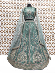 Yellow Thread work Sequence Lehenga with Net Dupatta