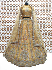 Yellow Thread work Sequence Lehenga with Net Dupatta