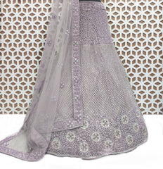 Malibu Peach Jimmi Choo Net embroidery Lehenga