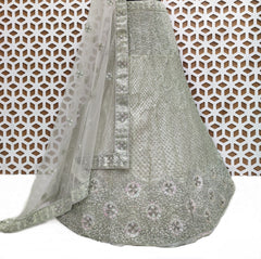 Malibu Peach Jimmi Choo Net embroidery Lehenga