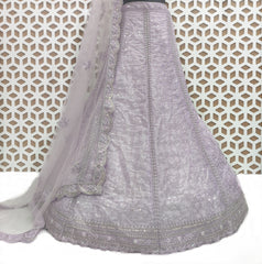 Pista Green Embroidery With Sequence Lehenga with Net Dupatta