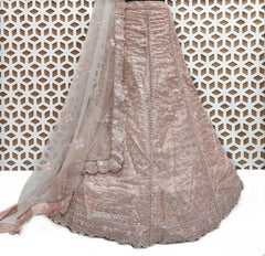 Pista Green Embroidery With Sequence Lehenga with Net Dupatta