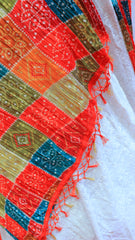 Exquisite White Dress Paired with a Vibrant Colorful Dupatta