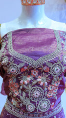 Purple Silk Lehenga with Embroidery and Moti Detailing