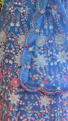 Sea Blue Net Lehenga with Moti Work