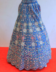 Sea Blue Net Lehenga with Moti Work