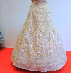 Baby Pink Silk Lehenga with Floral Embroidery
