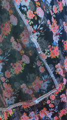 Floral Print Chiffon Gown with Matching dupatta