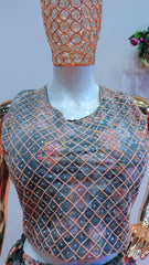 Floral Print Chiffon Gown with Matching dupatta