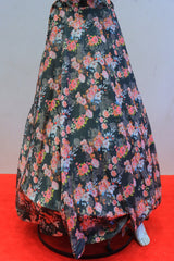 Floral Print Chiffon Gown with Matching dupatta