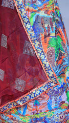 Vibrant Mutli Color Gown with Red Dupatta