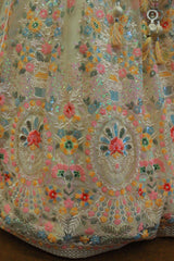 White Net Embroidery Crop-Top With Designer Blouse