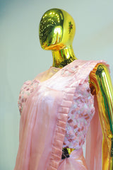 Pink Jimmy Choo Ready To Wear Saree With Sequence Work Blouse