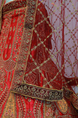 Multi Velvet Bridal Lehenga With Embroidery Work