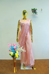 Pink Jimmy Choo Ready To Wear Saree With Sequence Work Blouse