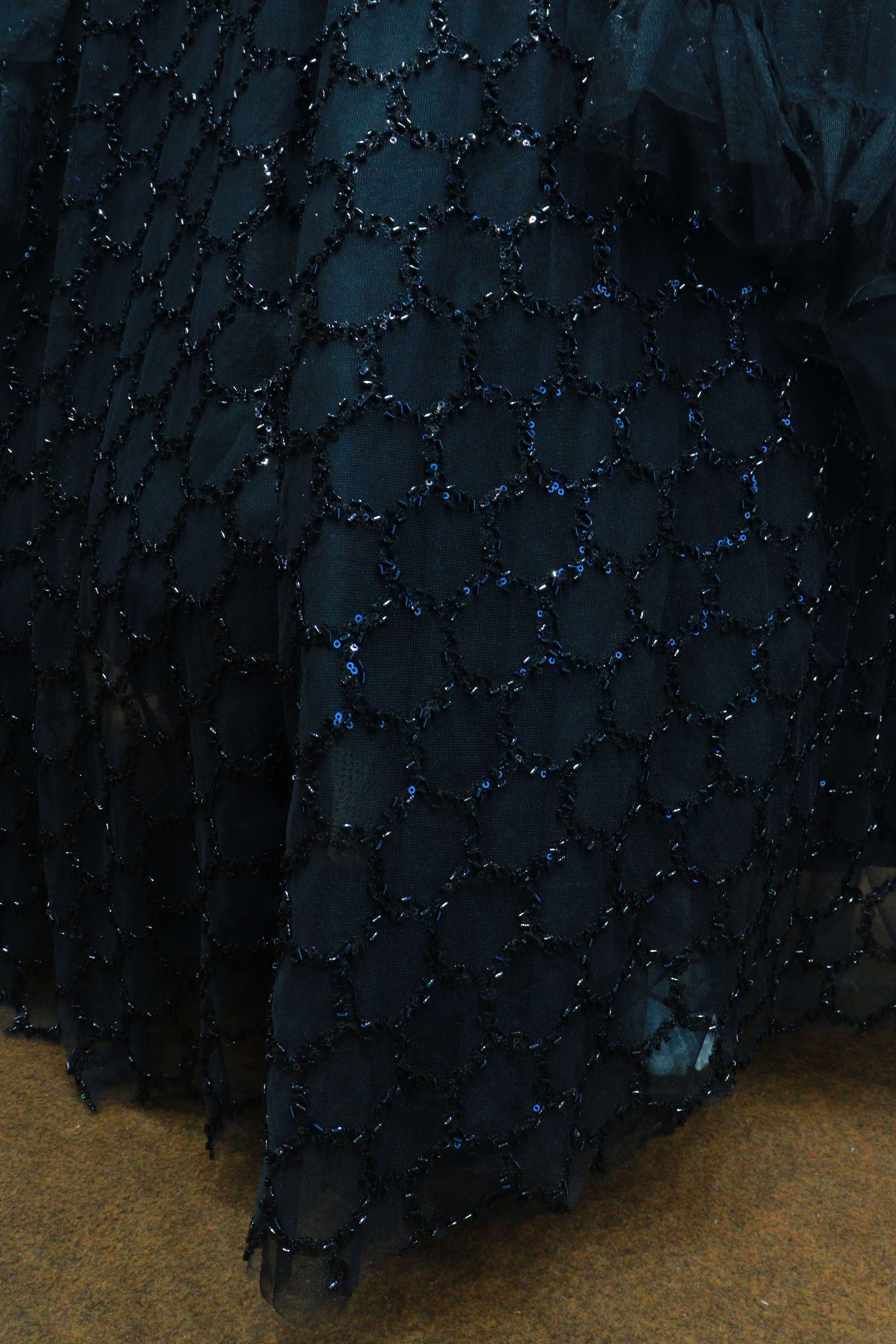 Black Net Crop-Top With Hand Work