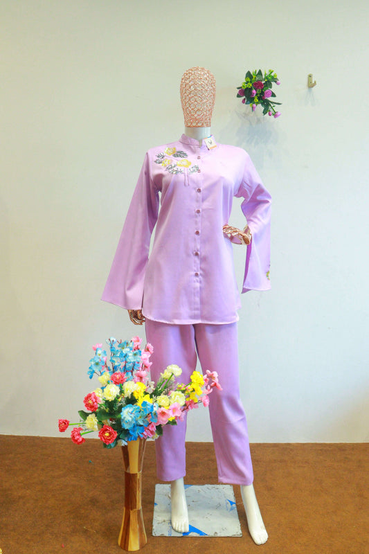 Purple Important Dival Cord-Set With Multi Sequence Work