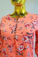 Orange Dival Top With Digital Print