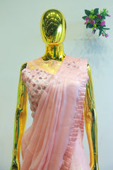 Pink Jimmy Choo Ready To Wear Saree With Sequence Work Blouse