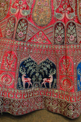 Multi Velvet Bridal Lehenga With Embroidery Work