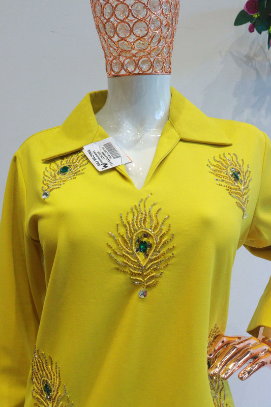 Yellow Important Cord-Set With Hand Work