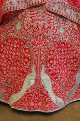 Pink Velvet Bridal Lehenga With Embroidery Work