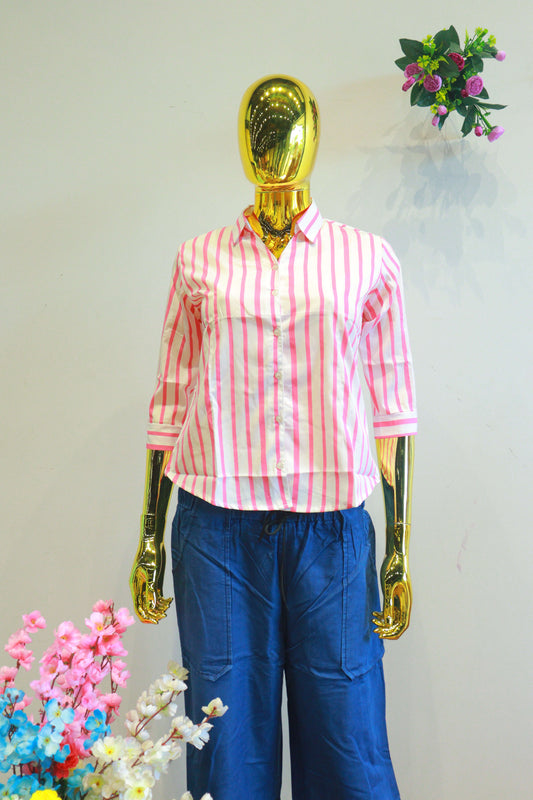 White Silk Shirt With Pink Lining Checks