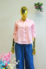 White Silk Shirt With Pink Lining Checks