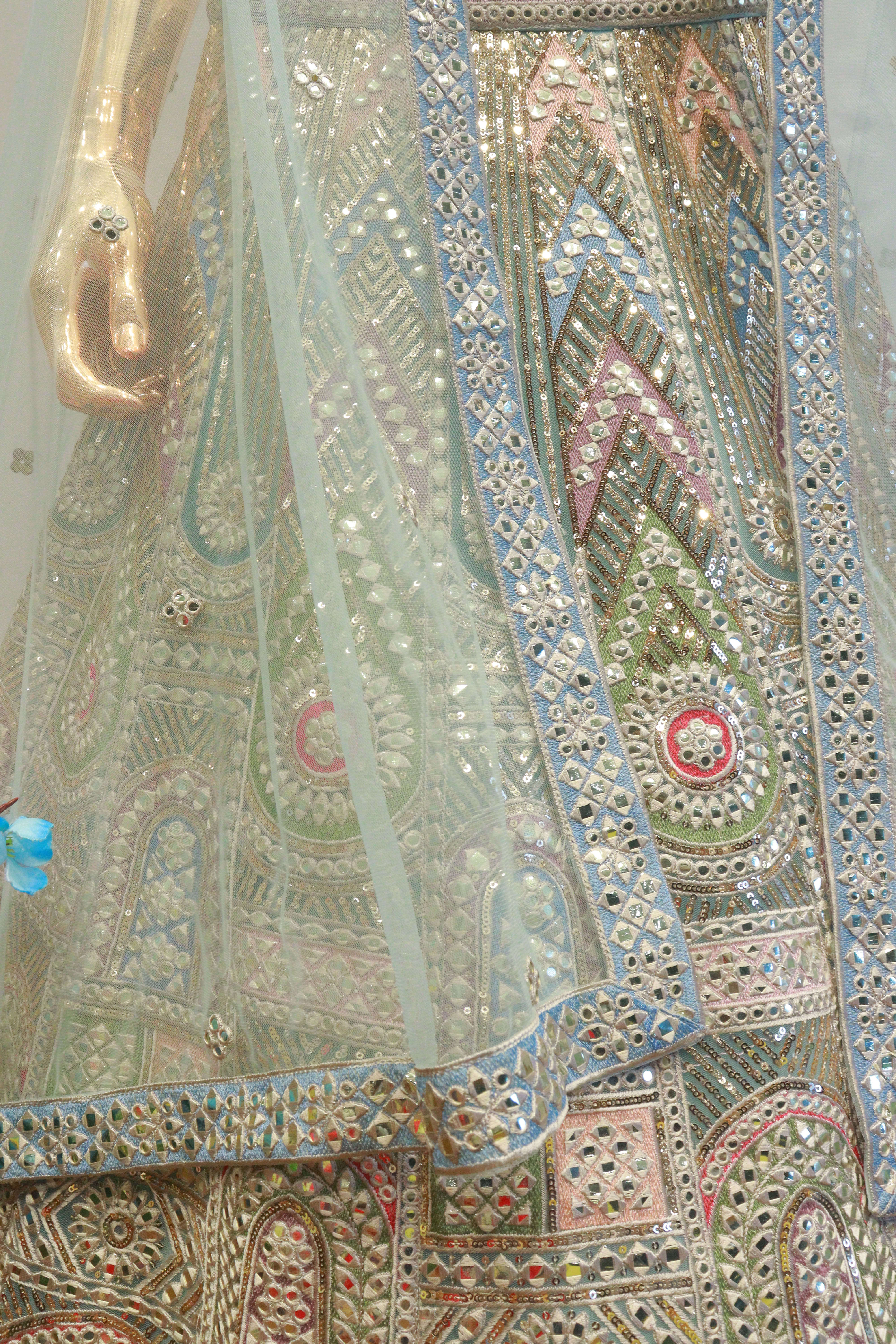 Multi Net Crop-Top With Gota Patti Work