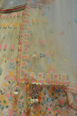 White Net Embroidery Crop-Top With Designer Blouse