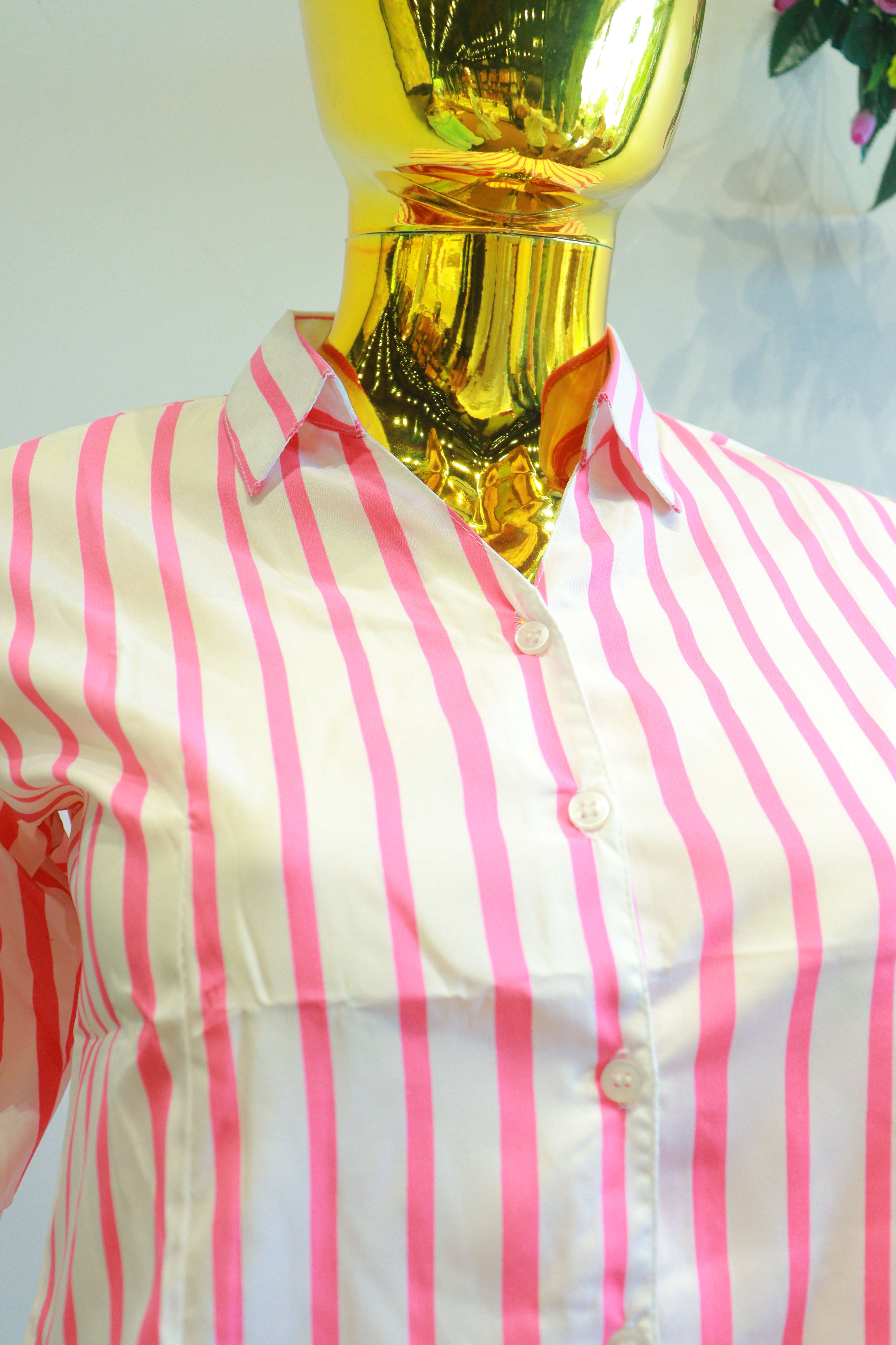 White Silk Shirt With Pink Lining Checks